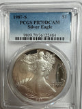 1987-S American Silver Eagle PR70 DCAM PCGS