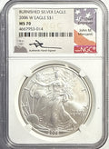 2006-W Burnished American Silver Eagle $1 NGC MS70 Mercanti Hand-Signed