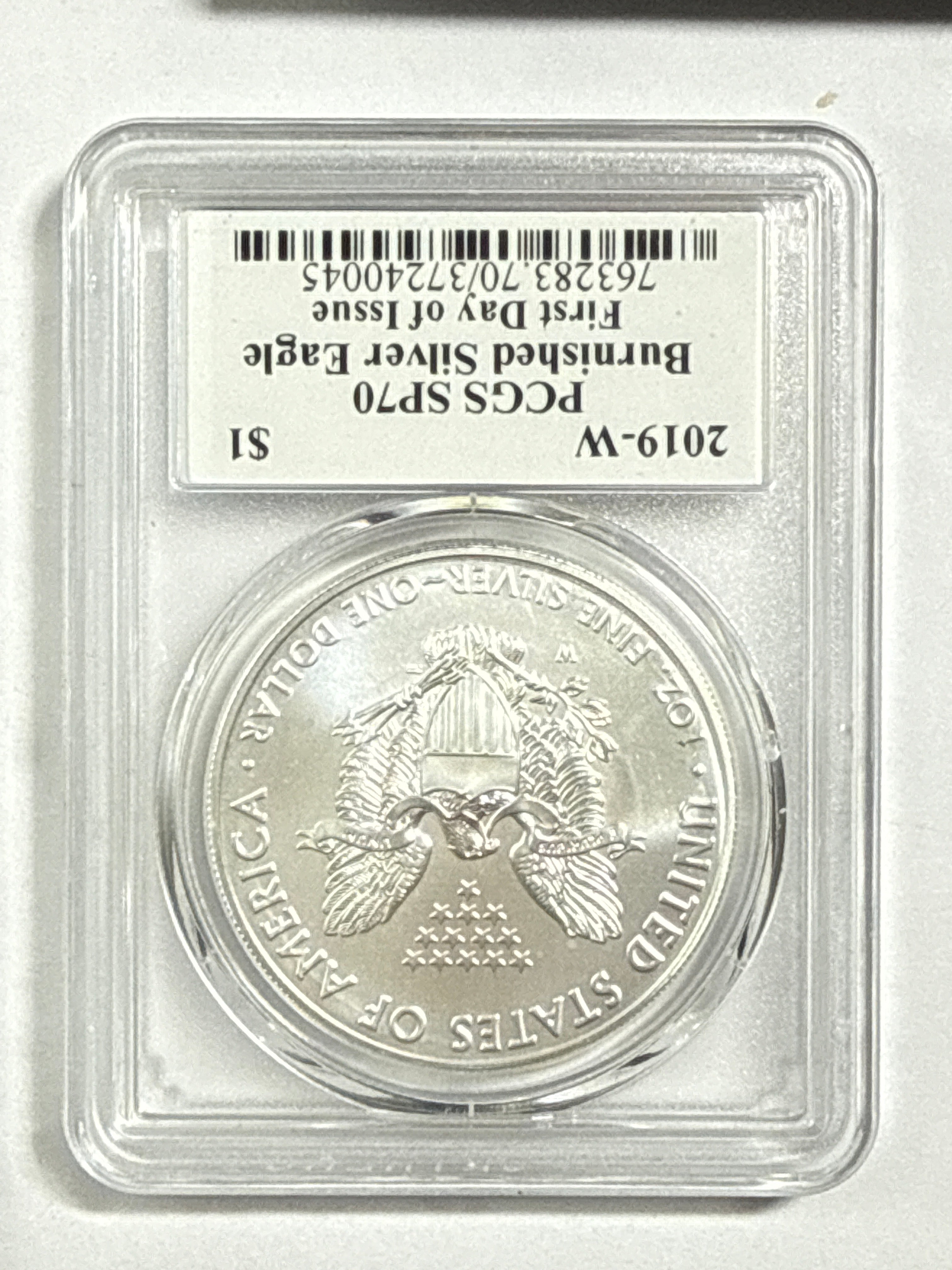 2019-W Burnished American Silver Eagle PCGS SP70 FDOI Thomas Cleveland