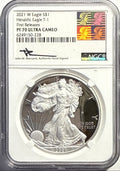 2021-W American Silver Eagle $1 NGC Heradlic Eagle T-1 FR PF70 UCAM Mercanti Hand-Signed