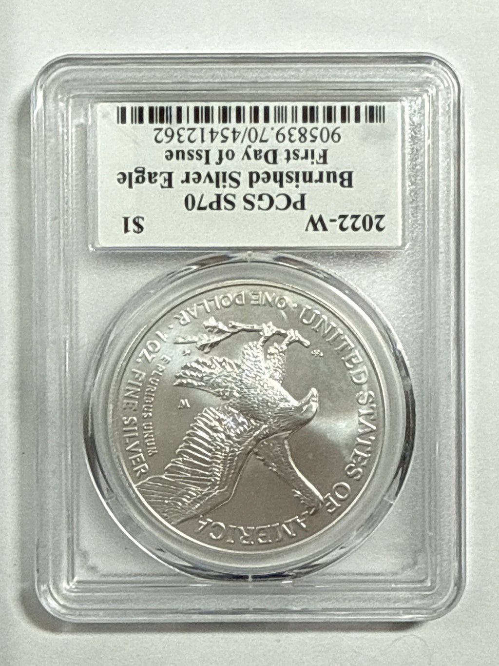 2022-W Burnished American Silver Eagle PCGS SP70 FDOI Thomas Cleveland