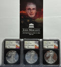 2019-S Ameican Silver Eagle 3 Piece Set NGC PF70 UCAM First Day - Denver/Philadelphia/Washington John Mercanti Hand Signed