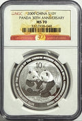 2009 China Silver Panda 10 Yuan 30th Anniversary NGC MS70