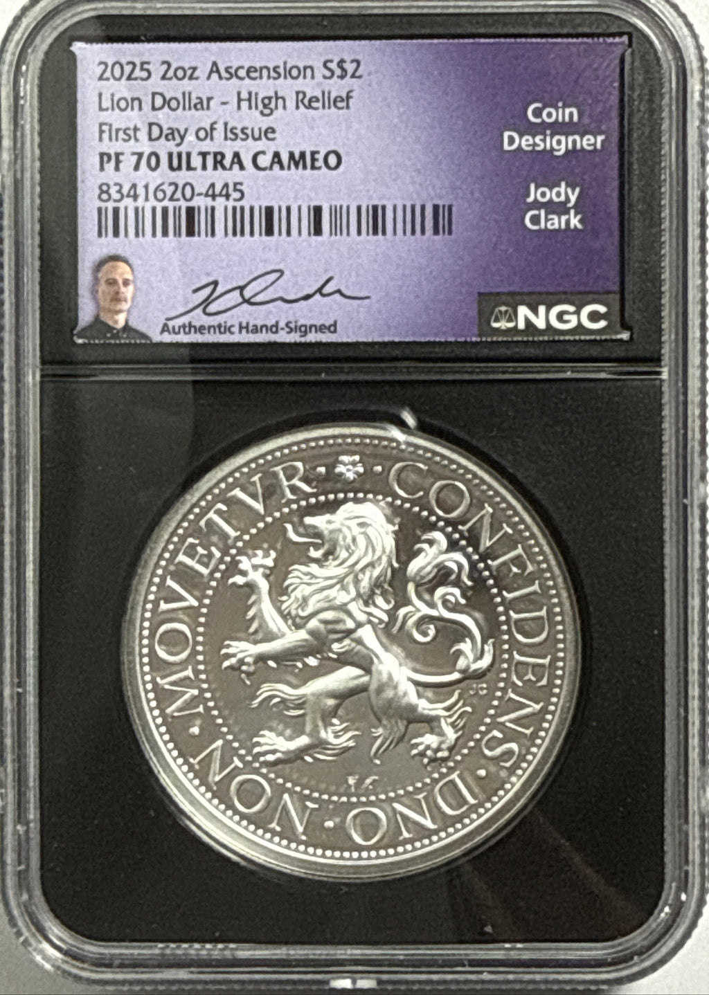2025 2 oz Ascension $2 Silver Lion Dollar - High Relief NGC FDI PF70 UCAM Jody Clark Hand Signed