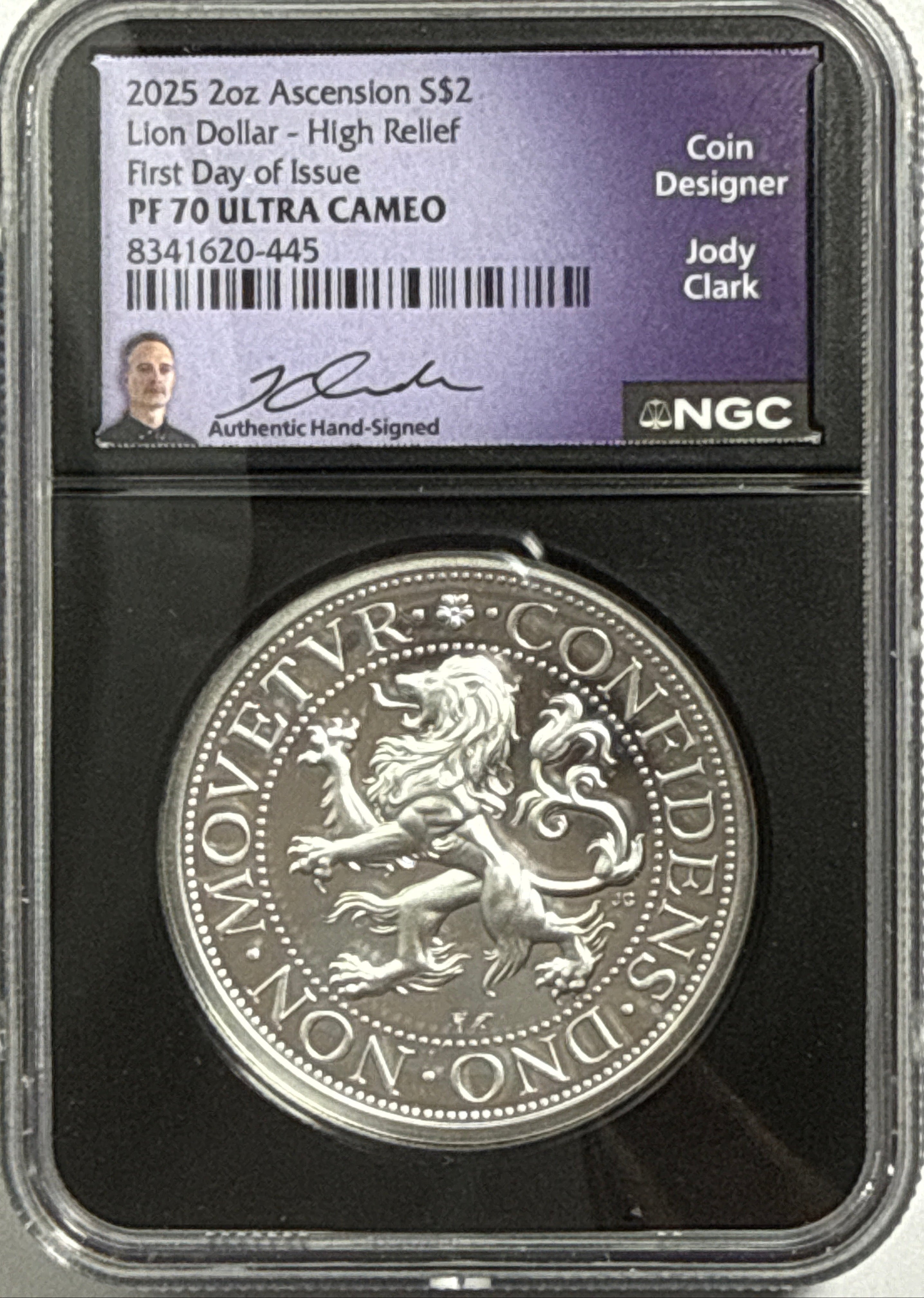 2025 2 oz Ascension $2 Silver Lion Dollar - High Relief NGC FDI PF70 UCAM Jody Clark Hand Signed