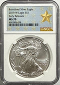 2019-W Burnished American Siver Eagle $1 NGC ER MS70 Star Label