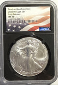2022-W American Silver Eagle $1 NGC ER MS70 Flag Label Black Core