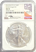 2018-W Burnished American Silver Eagle $1 NGC MS70 Mercanti Hand-Signed