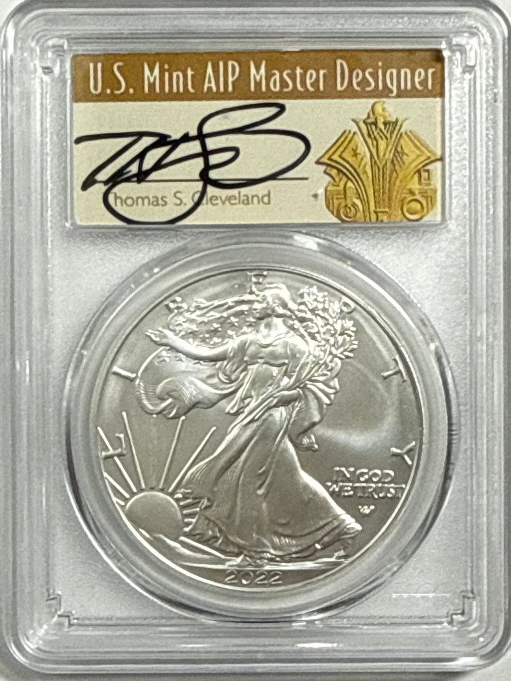 2022-W Burnished American Silver Eagle PCGS SP70 FDOI Thomas Cleveland