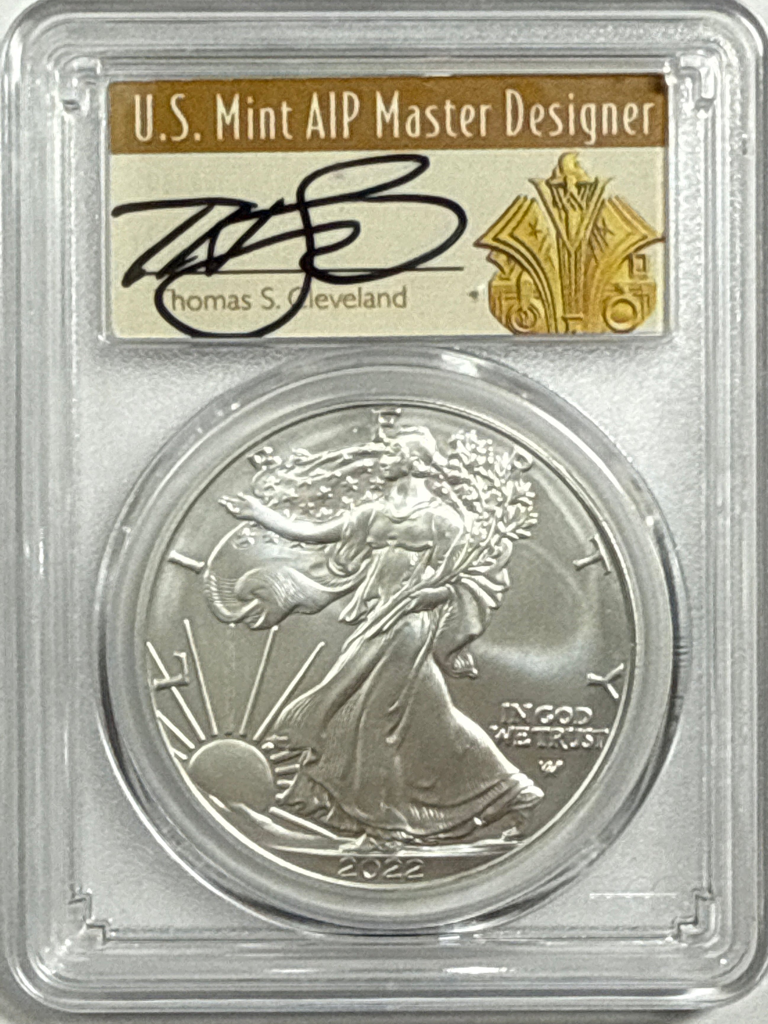 2022-W Burnished American Silver Eagle PCGS SP70 FDOI Thomas Cleveland