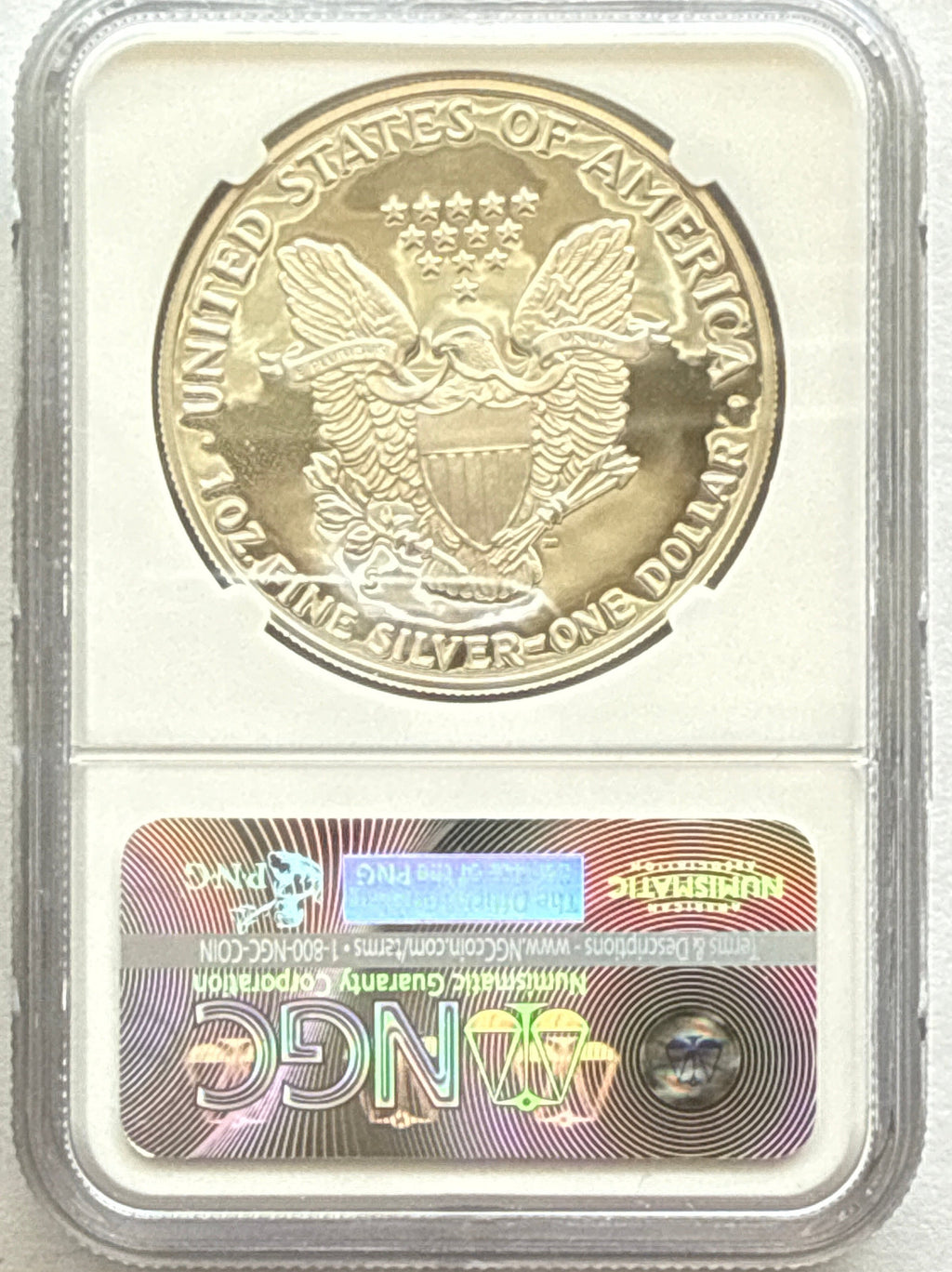 1988-S American Silver Eagle NGC 1 oz PF70 UCAM  J. M. Mercanti hand signed pop #4 Art Label