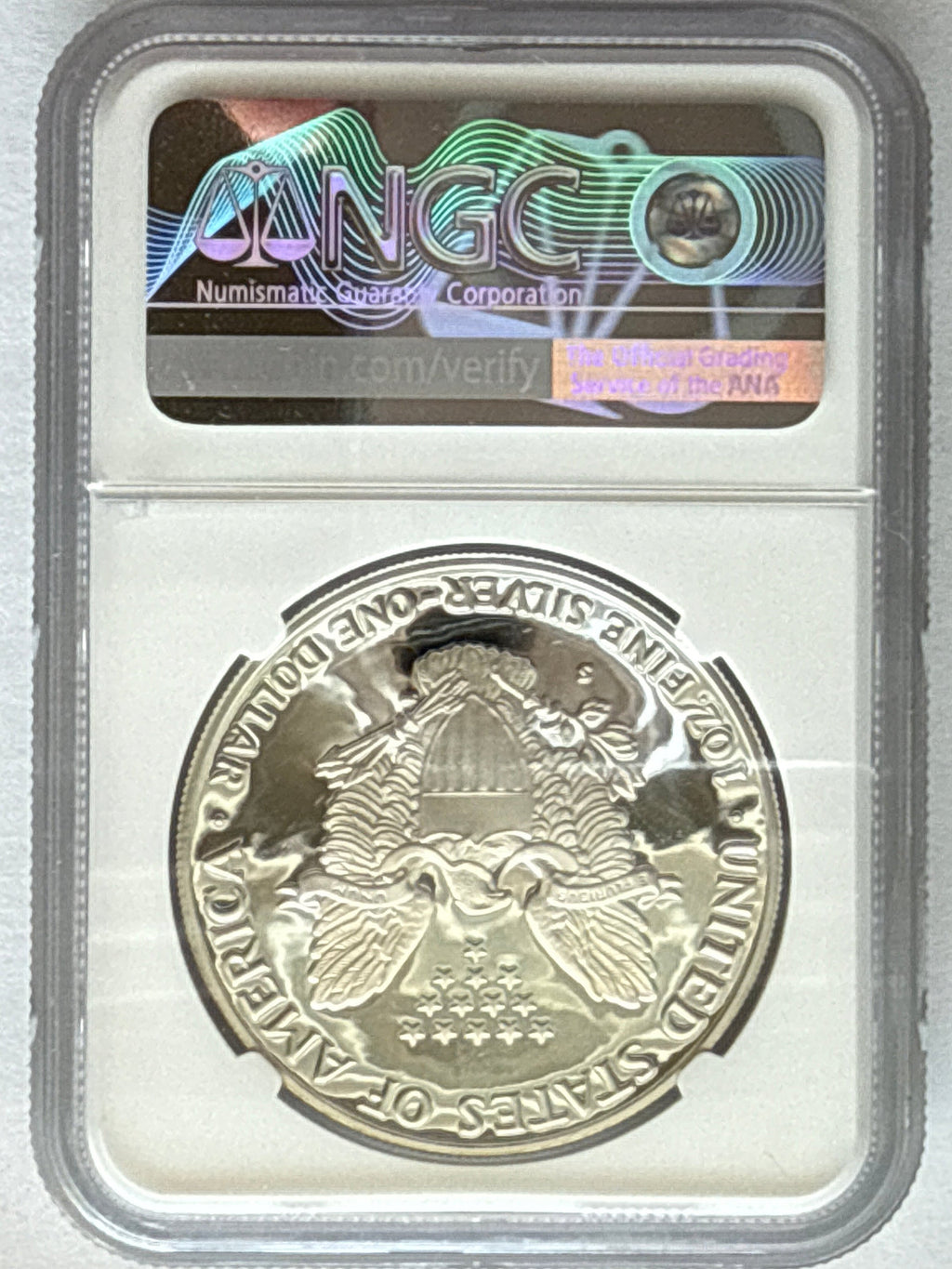 1989-S American Silver Eagle  NGC 1 oz PF70 UCAM  J. M. Mercanti hand signed pop #10 Art Label