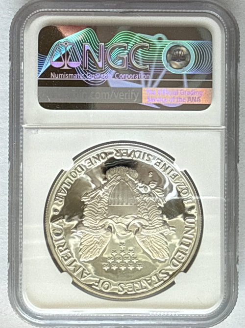 1989-S American Silver Eagle  NGC 1 oz PF70 UCAM  J. M. Mercanti hand signed pop #10 Art Label