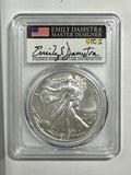 2021-W Burnished American Silver Eagle Type 2 PCGS SP70 First Strike FL Emily Damstra