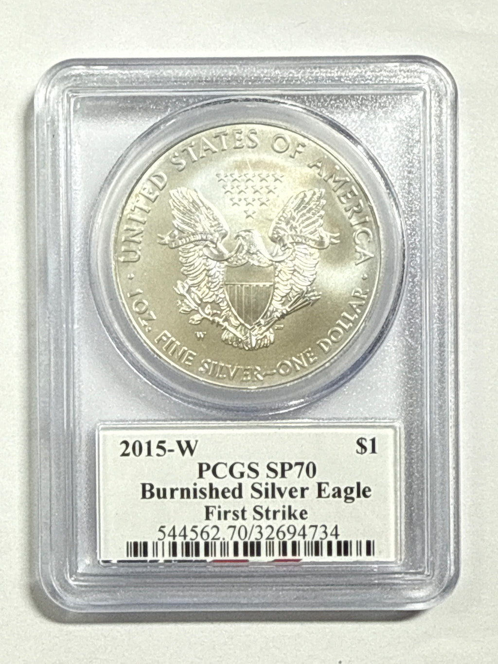 2015-W Burnished American Silver Eagle PCGS SP70 FS Edmund Moy