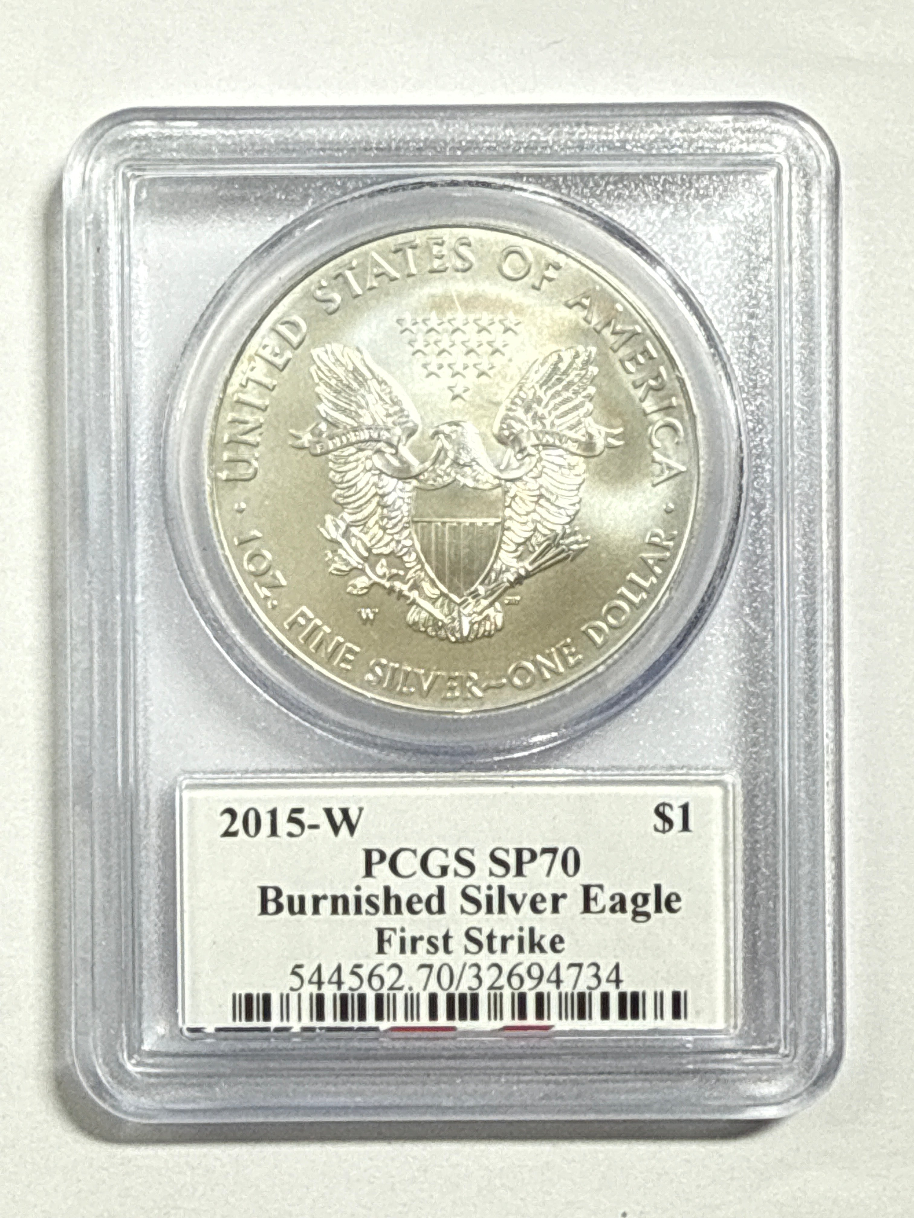 2015-W Burnished American Silver Eagle PCGS SP70 FS Edmund Moy