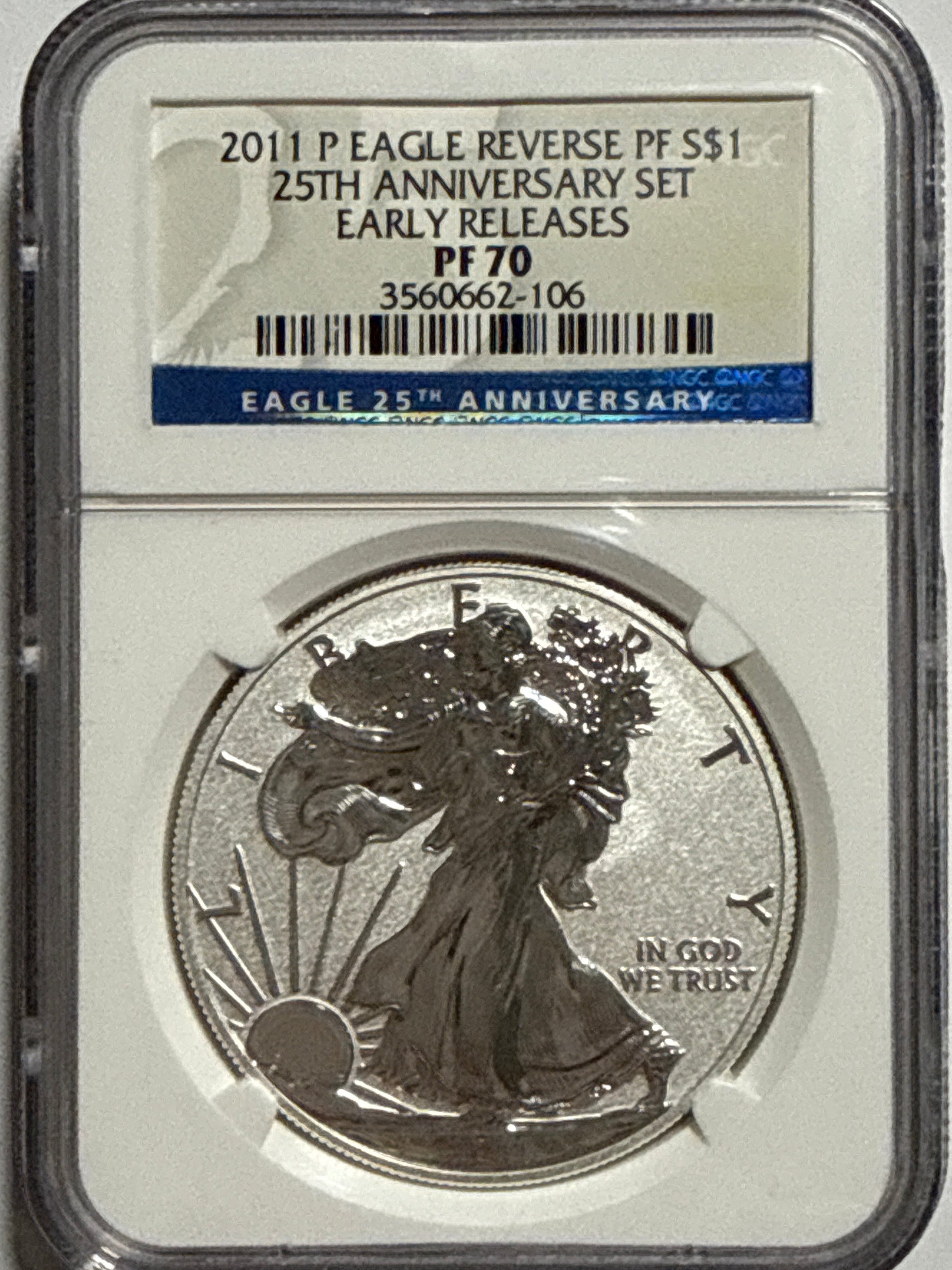 2011  Silver Eagles NGC 5 Piece-25th Anniversary Set -  MS/PF70/PF70-UCAM Early Releases  with Display Box