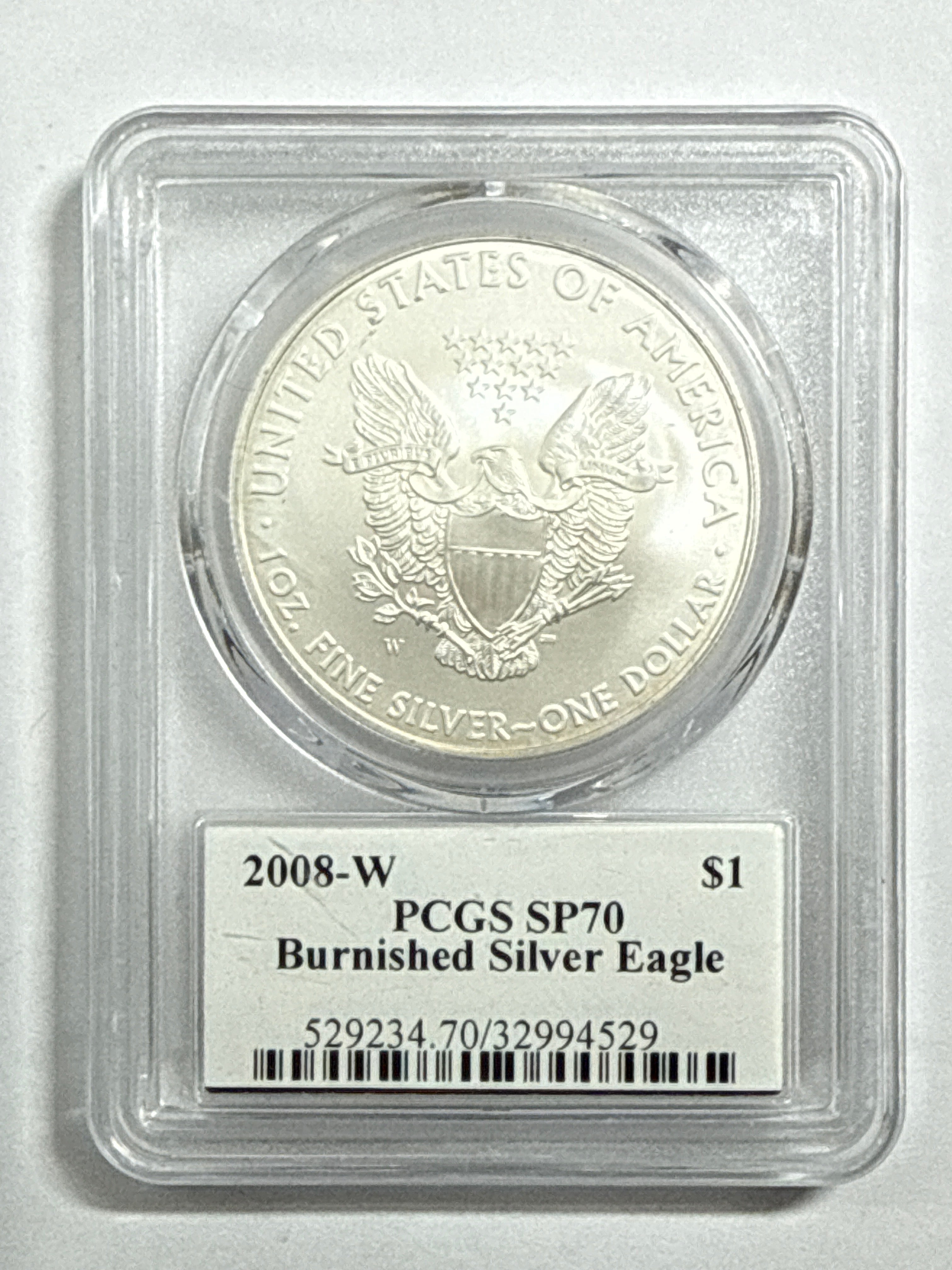 2008-W Burnished American Silver Eagle PCGS SP70 John Mercanti