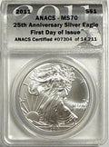 2011 American Silver Eagle ANACS $1 MS70 25th Anniversary FDI