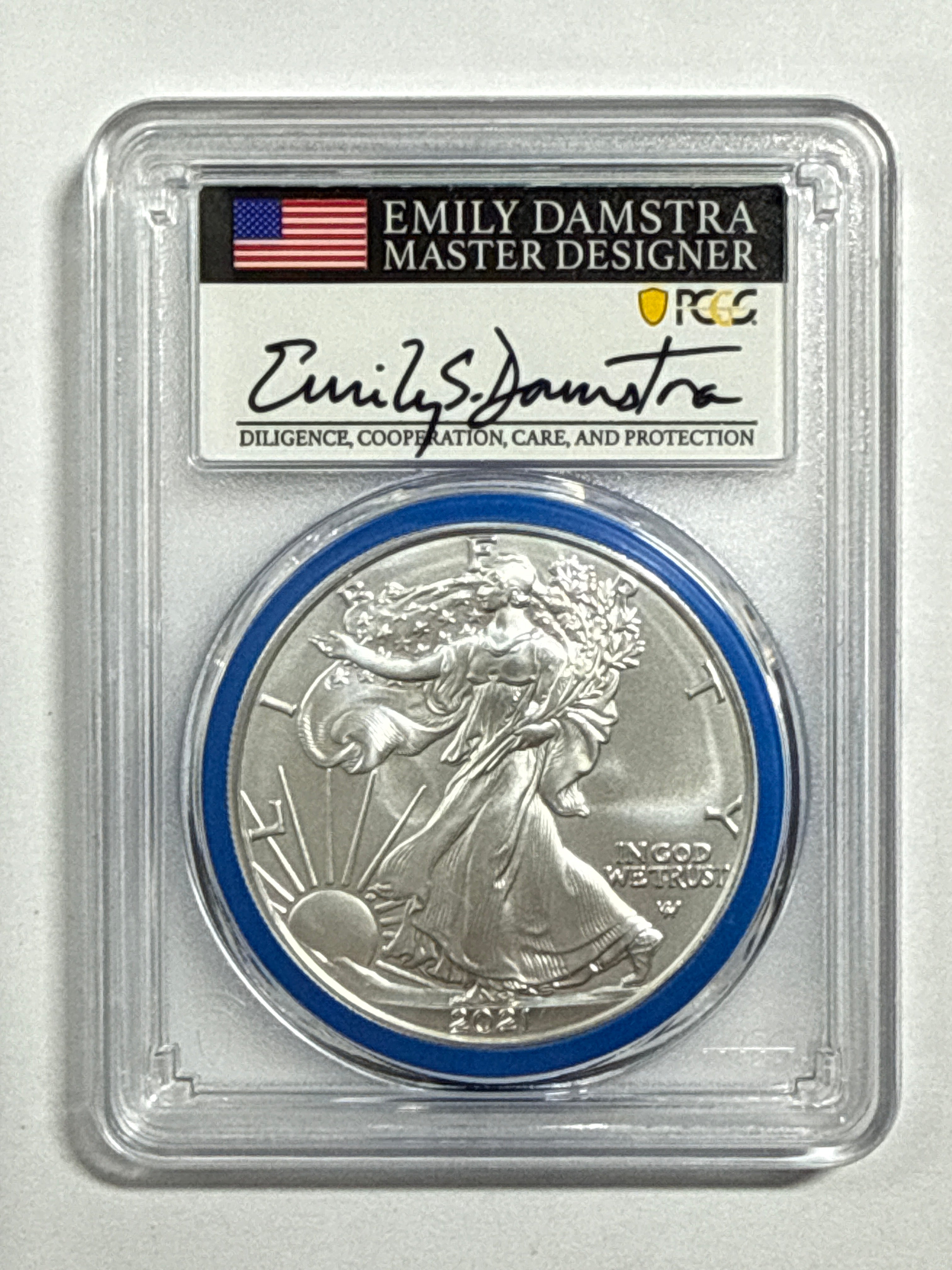 2021`-W Burnished American Silver Eagle Type 2 PCGS SP70 FDOI