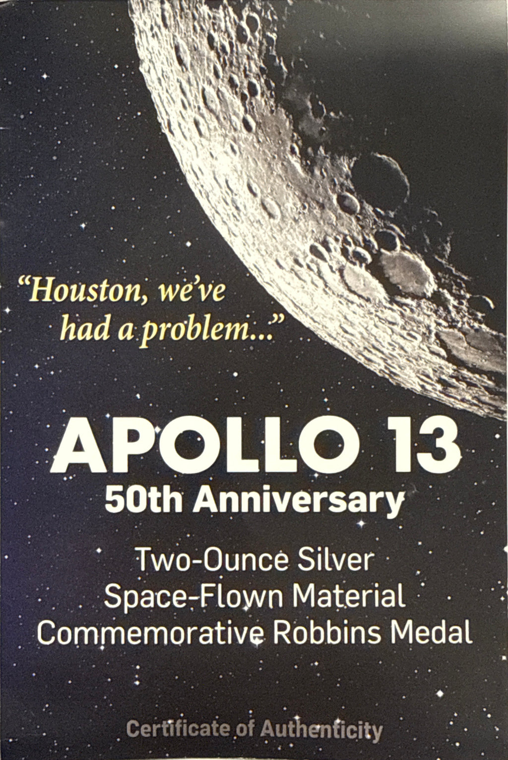 Vintage Vault: 2020 Apollo 13 2 oz Silver 50th Anniversary Robbins Medal Restrike With Space Flown Material NGC MS70