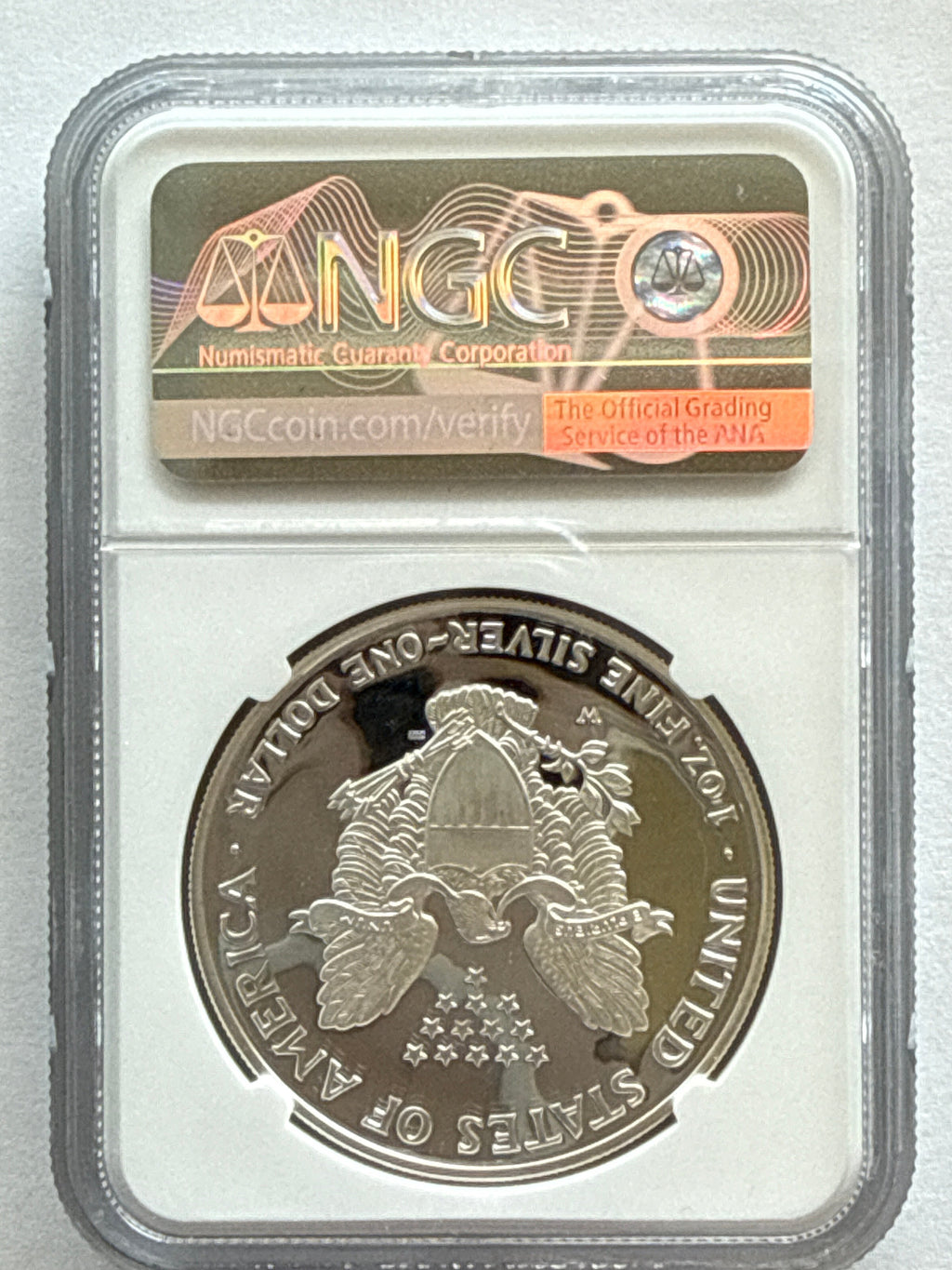 2002-W American Silver Eagle NGC 1 oz PF70 UCAM  J. M. Mercanti hand signed pop #9 Art Label