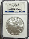 2007-W (Burnished) American Silver Eagle NGC MS70 ER