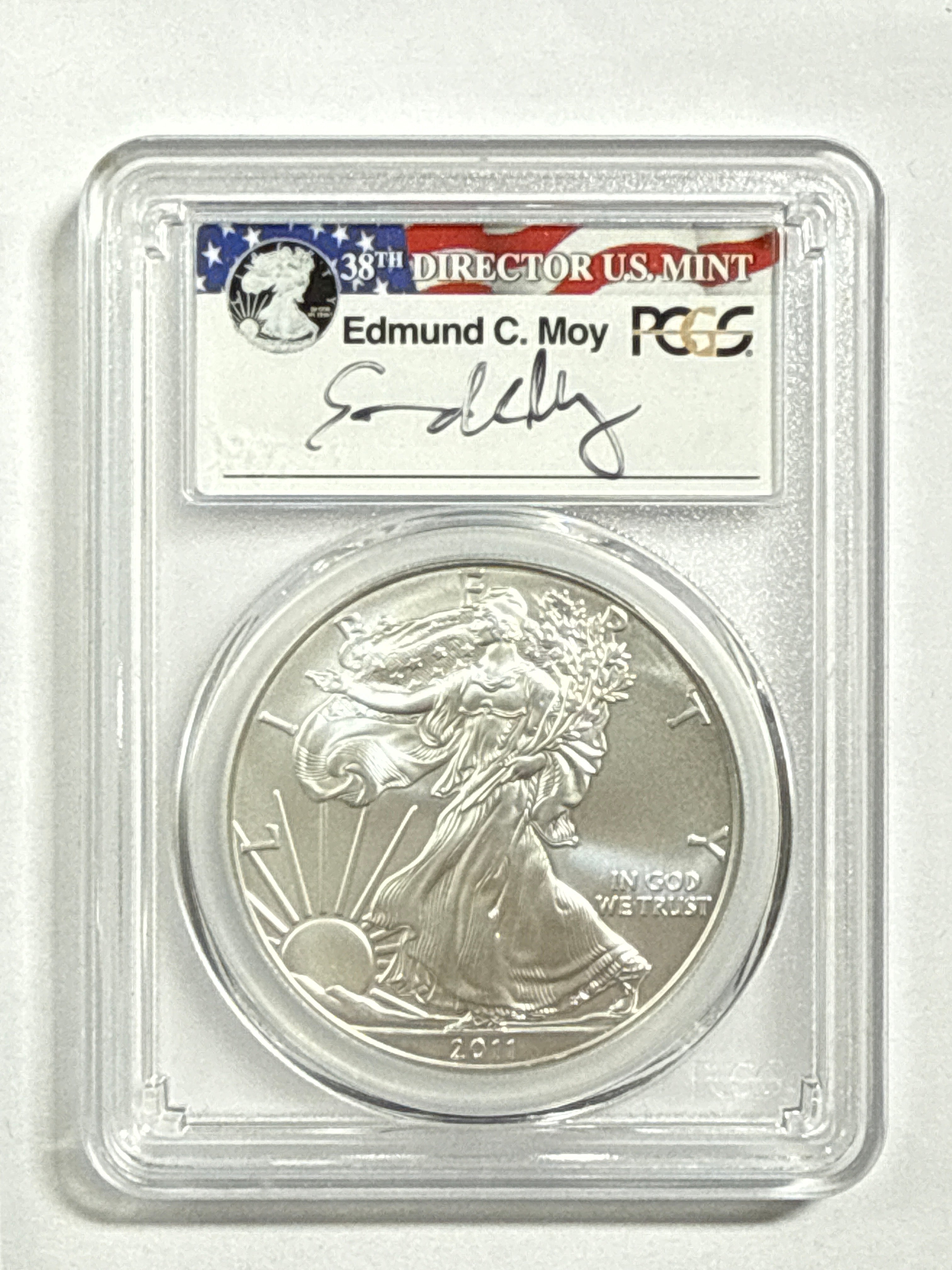 2011-W Burnished American Silver Eagle PCGS SP70 Edmund Moy