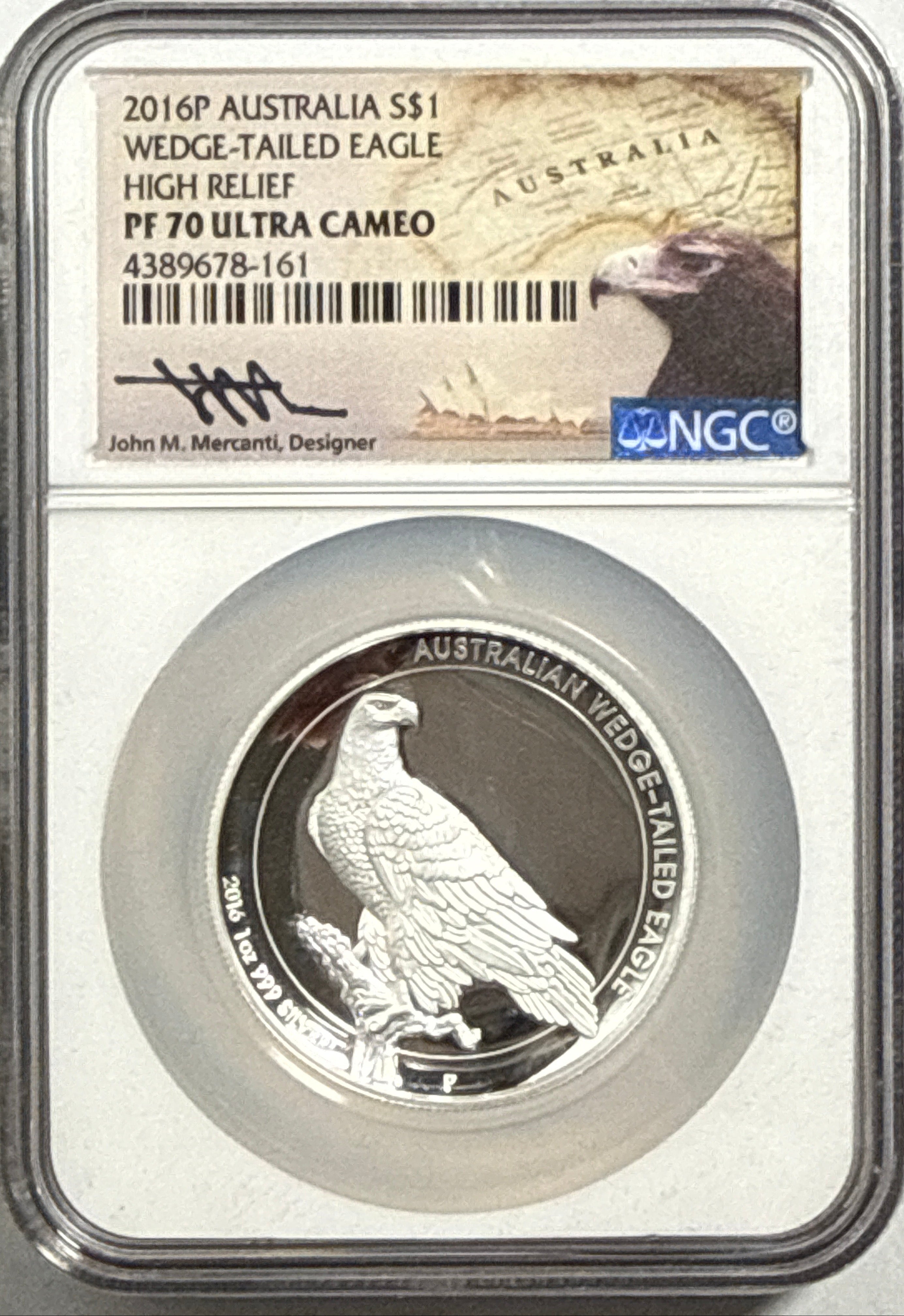 2016P Austalia $1 Silver Wedge-Tailed Eagle High Relief NGC PF70 UCAM Mercanti