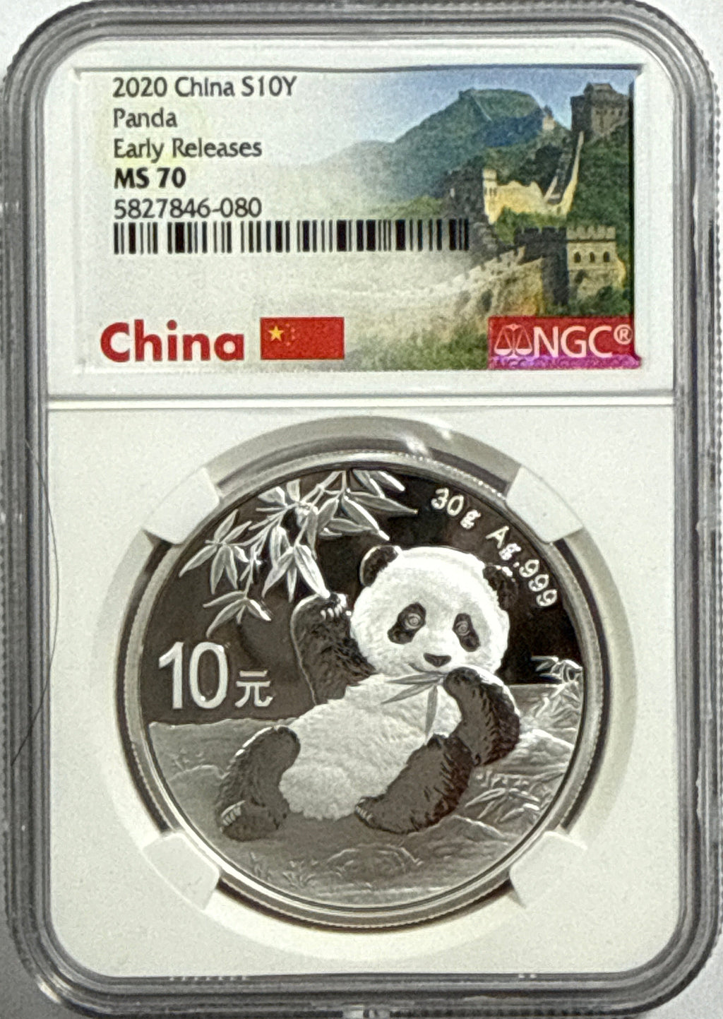 2020 China Silver Panda 10 Yuan NGC Early Release MS70