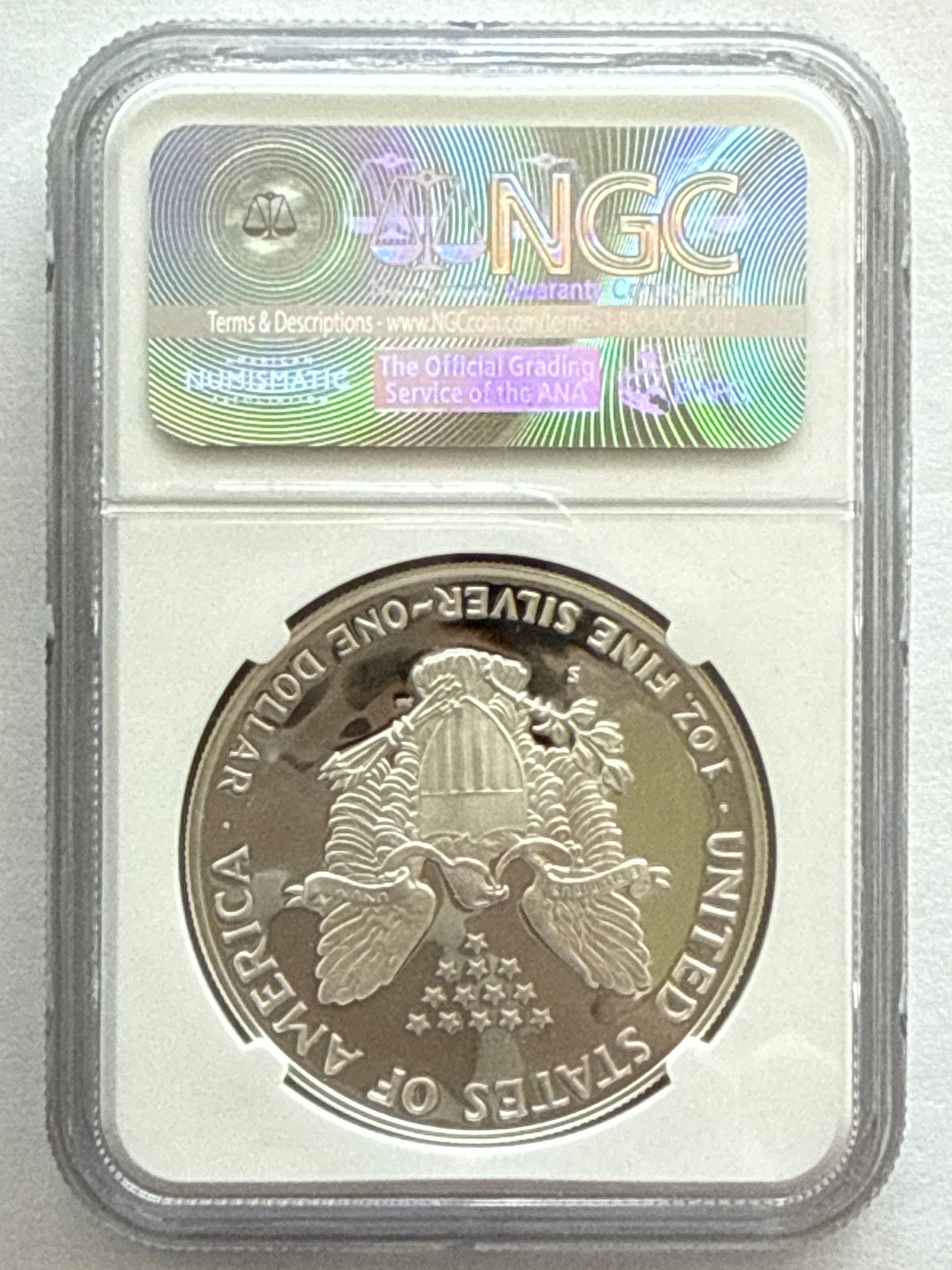 1992-S American Silver Eagle NGC 1 oz PF70 UCAM  J. M. Mercanti hand signed pop #22 Art Label