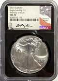2021 American Silver Eagle $1 Eagle Landing T-2 NGC FDI MS70 David Ryder Hand-Signed Black Core.