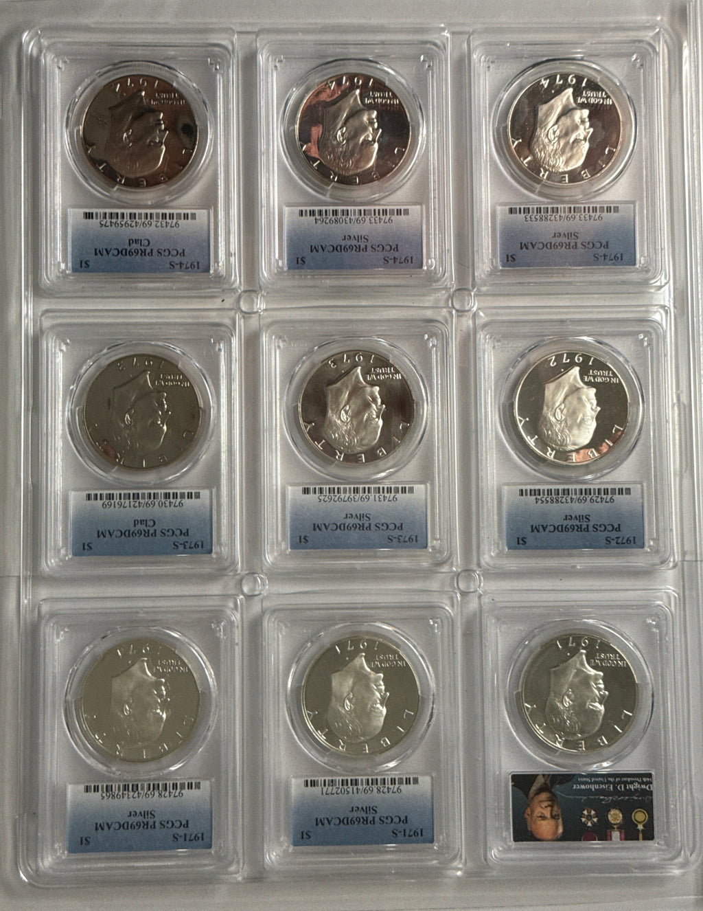 1971-1978-S American Eisenhower Silver and Silver Clad Dollars MS69/MS67 18-Coin Set 10 Coins 40% Silver