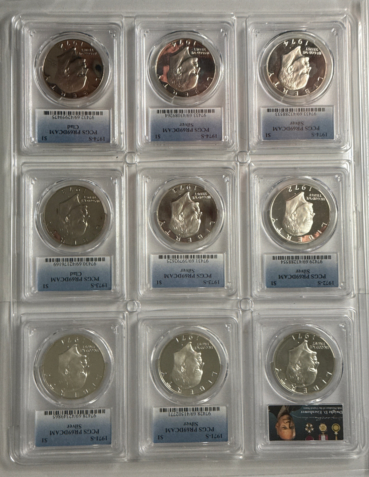 1971-1978-S American Eisenhower Silver and Silver Clad Dollars MS69/MS67 18-Coin Set 10 Coins 40% Silver
