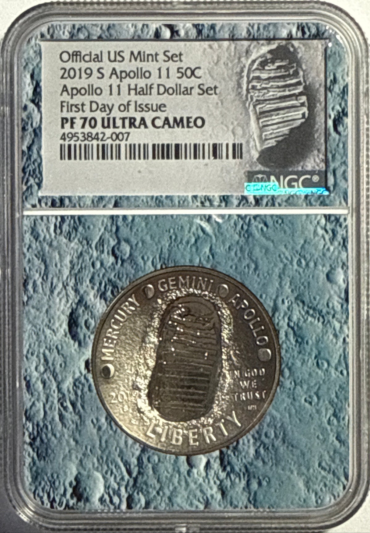 Vintage Vault: 2019-S Appollo 11 50C Half Dollar Set FDI PF70 UCAM NGC Kennedy 50C Appollo 11 Half Dollar Set FDI PF70 ENCH REV PF NGC 2-Coin Box Set.