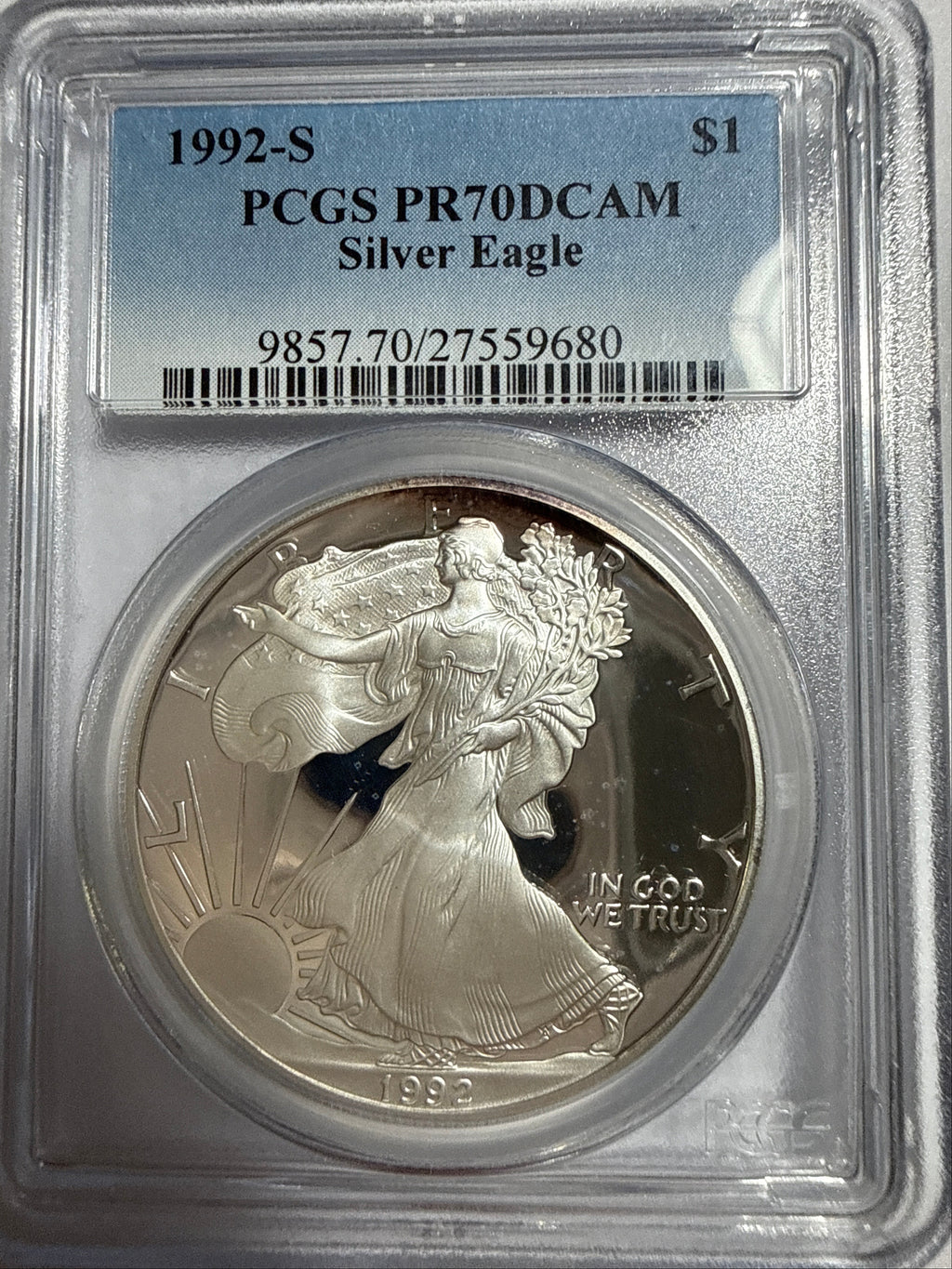 1992-S American Silver Eagle PR70 DCAM PCGS