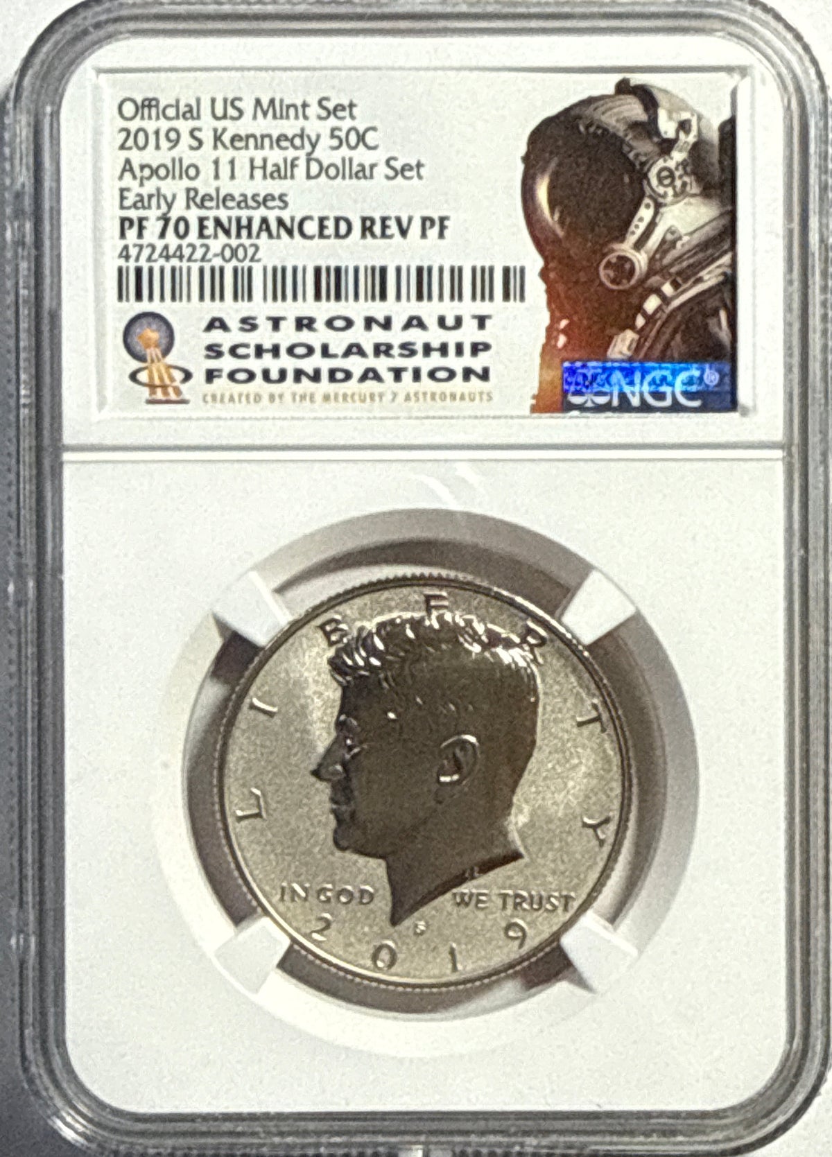Vintage Vault: 2019-S Appollo 11 50C Half Dollar Set ER PF70 UCAM NGC Kennedy 50C Appollo 11 Half Dollar Set ER PF70 ENCH REV PF NGC 2-Coin Box Set.