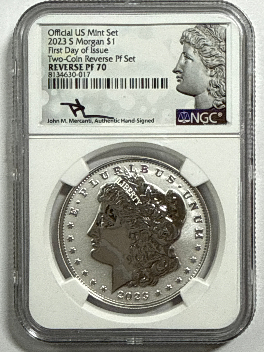 2023-S Morgan/Peace Silver Dollar 4 Piece Set NGC MS70/PF70UCAM Mercanti Hand Signed