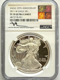 2011-W American Silver Eagle NGC 1 oz PF70 UCAM  J. M. Mercanti hand signed pop #21 Art Label