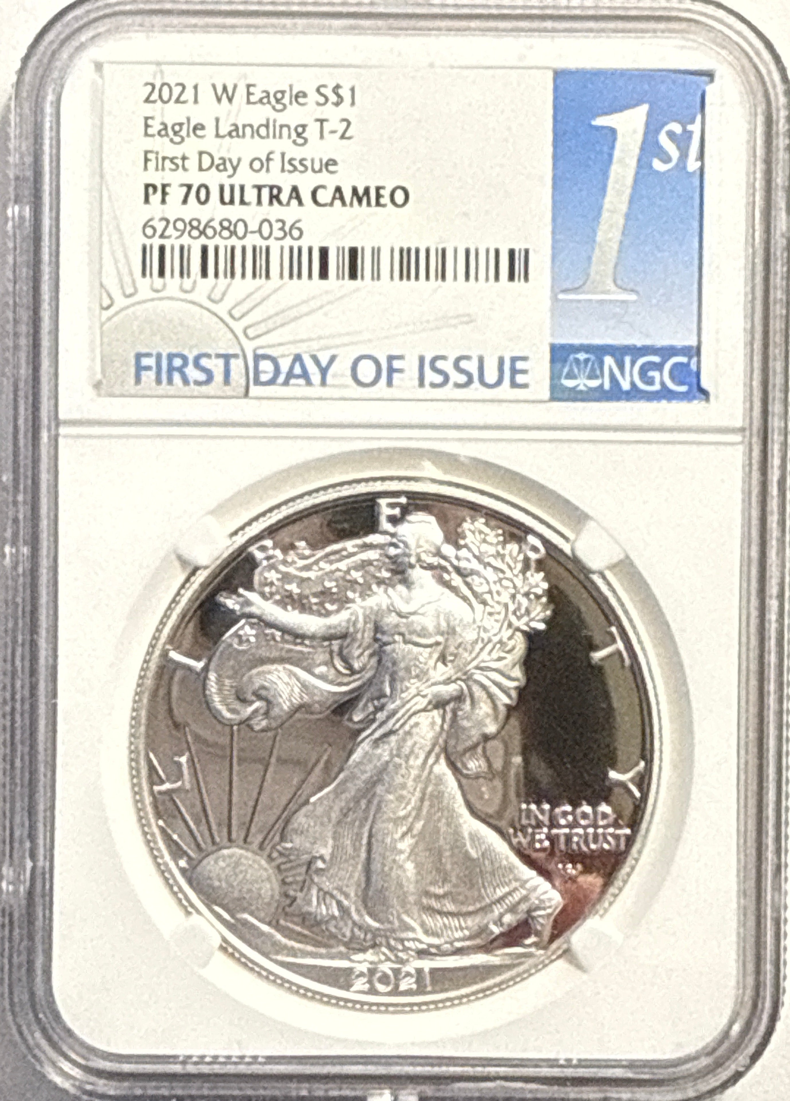2021-W American Silver Eagle $1 Eagle Landing T-2 NGC FDI PF70 UCAM