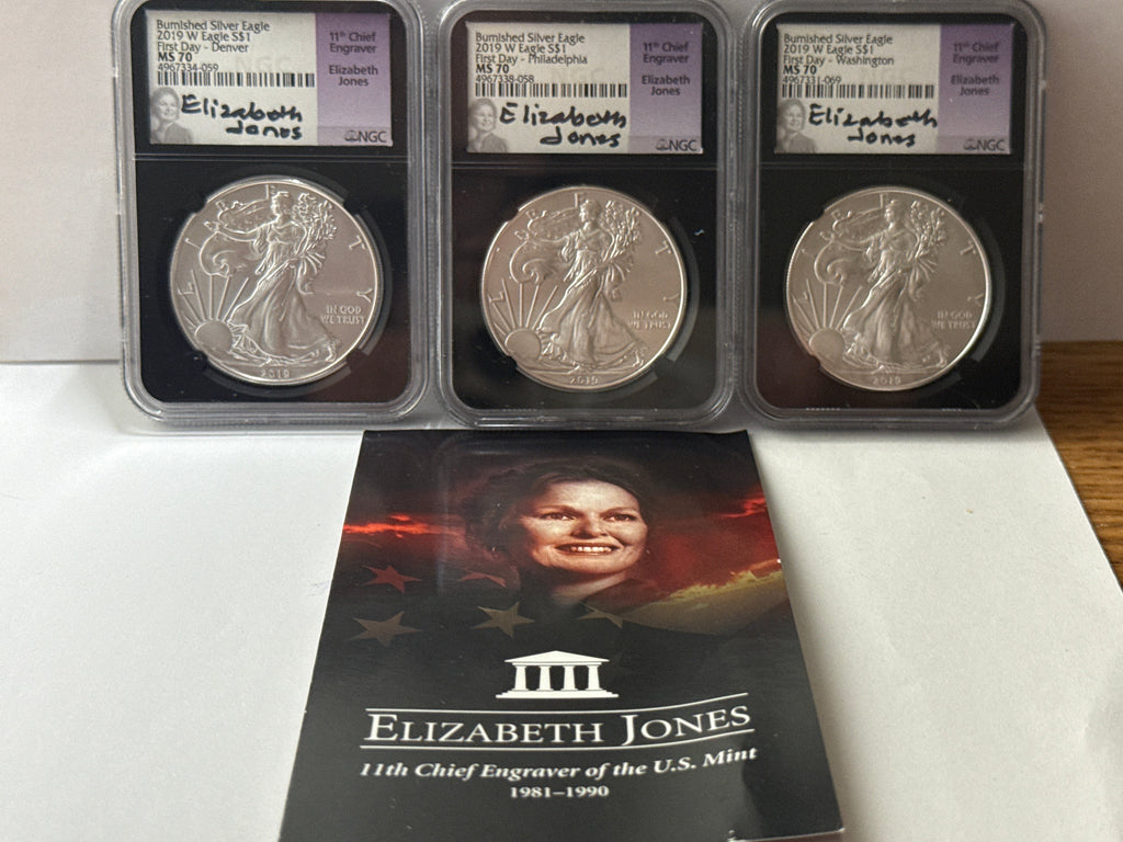 2019-W Burnished American Silver Eagle 9-Piece set NGC MS 70 FDOI Moy/Mercanti/Jones
