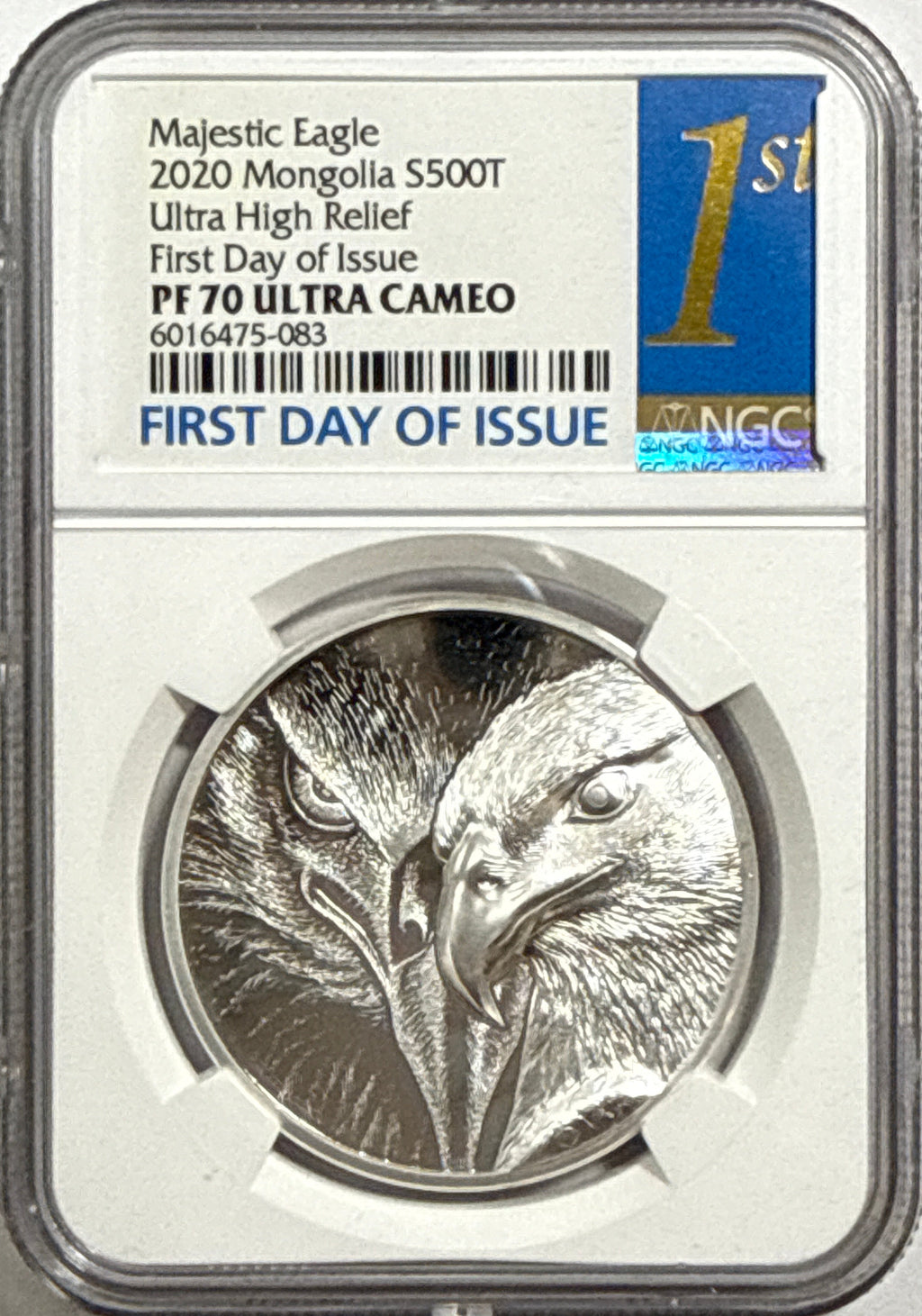 2020 Mongolia Silver Majestic Eagle S500T NGC Ultra High Relief FDI PF70 UCAM