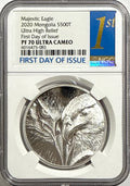 2020 Mongolia Silver Majestic Eagle S500T NGC Ultra High Relief FDI PF70 UCAM
