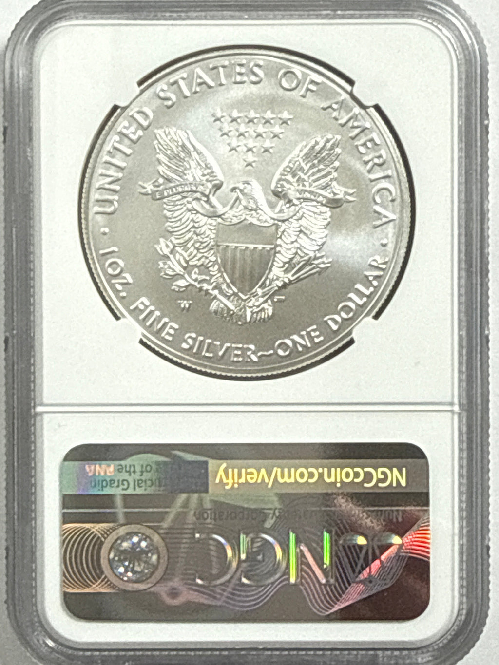2018-W Burnished American Silver Eagle NGC MS70 FDOI FL John Mercanti Hand Signed
