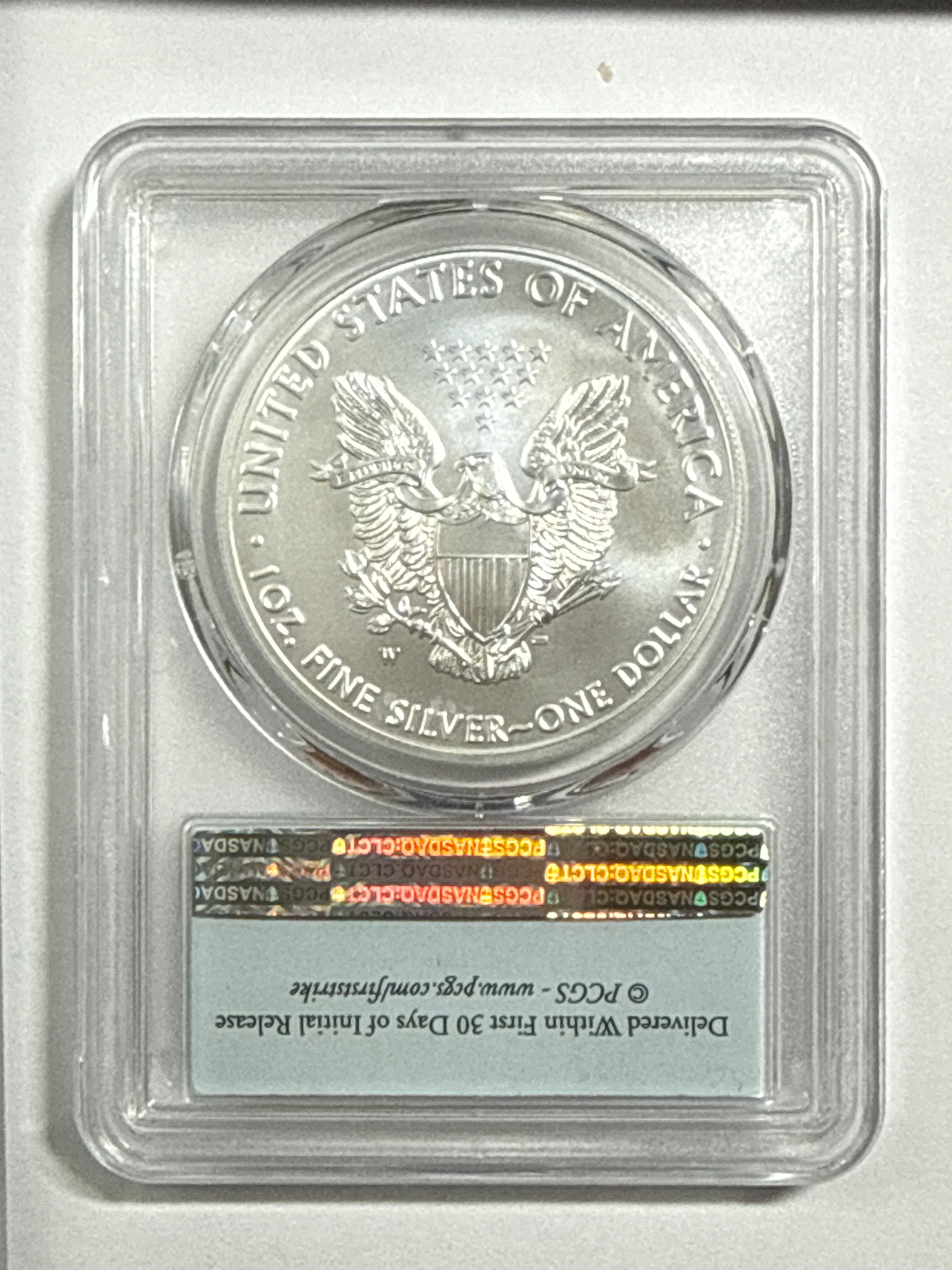 2018-W Burnished American Silver Eagle PCGS SP70 FS Flag Label