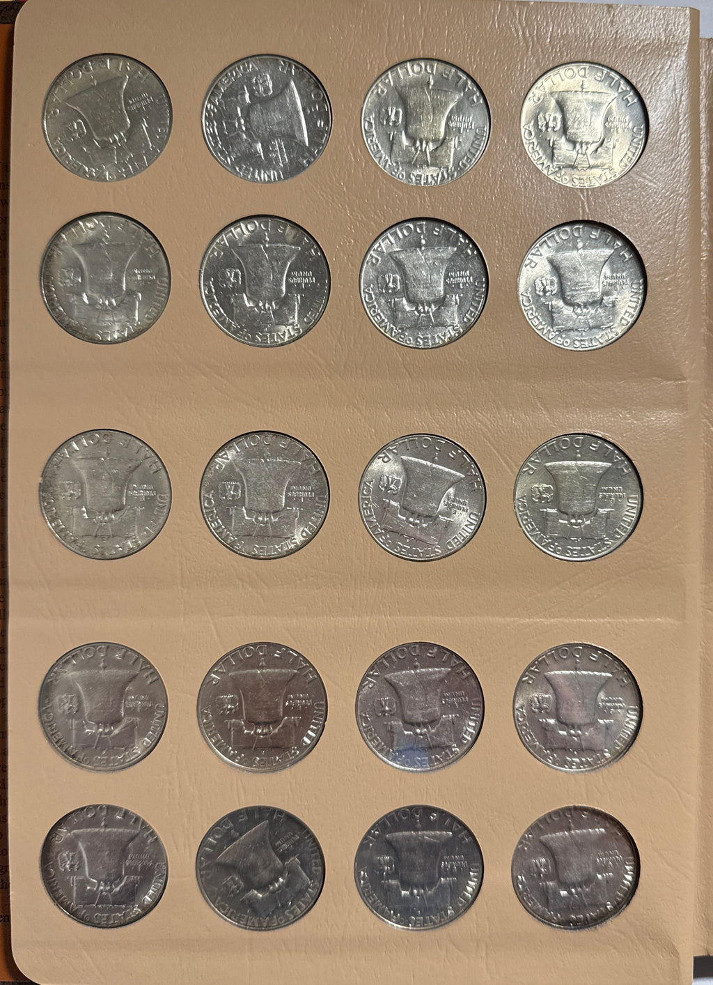 1948-1963-D,P,S  American Franklin Silver Half Dollar Complete Set 35 coins  in Dansco COA 90 % silver.