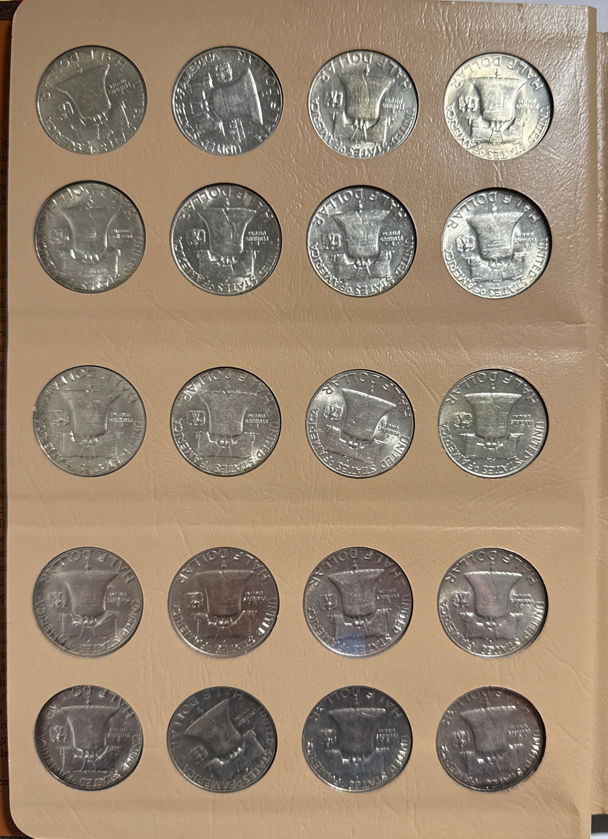 1948-1963-D,P,S  American Franklin Silver Half Dollar Complete Set 35 coins  in Dansco COA 90 % silver.