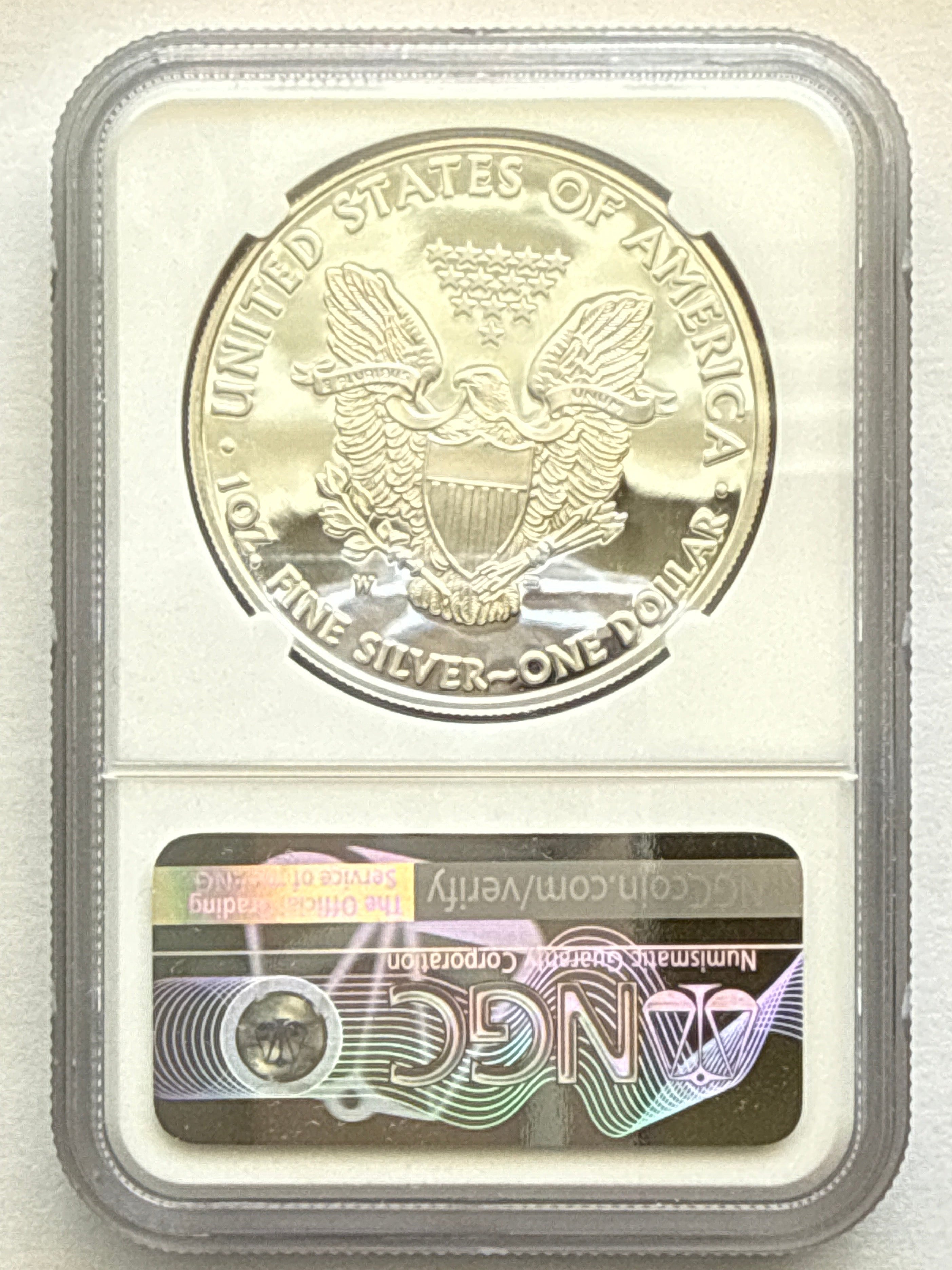 2013-W American Silver Eagle NGC 1 oz PF70 UCAM  J. M. Mercanti hand signed pop #10 Art Label