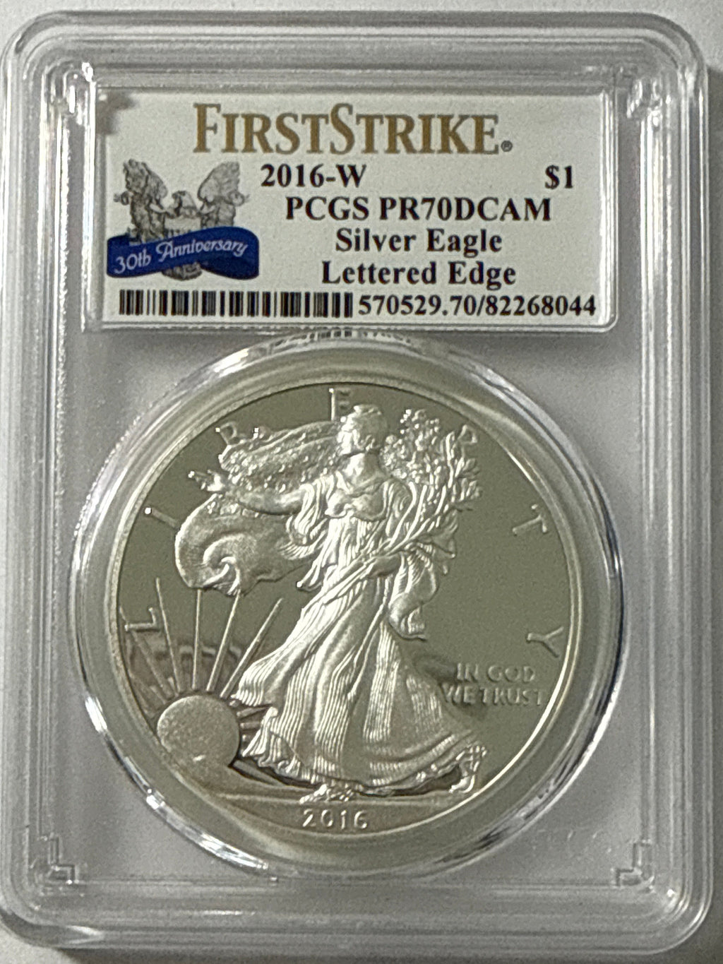 2016-W American Silver Eagle PCGS FS PR70 DCAM  30th Anniversary Lettered Edge