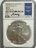 2013-W Burnished American Silver Eagle NGC MS70 Edmund C. Moy Hand Signed